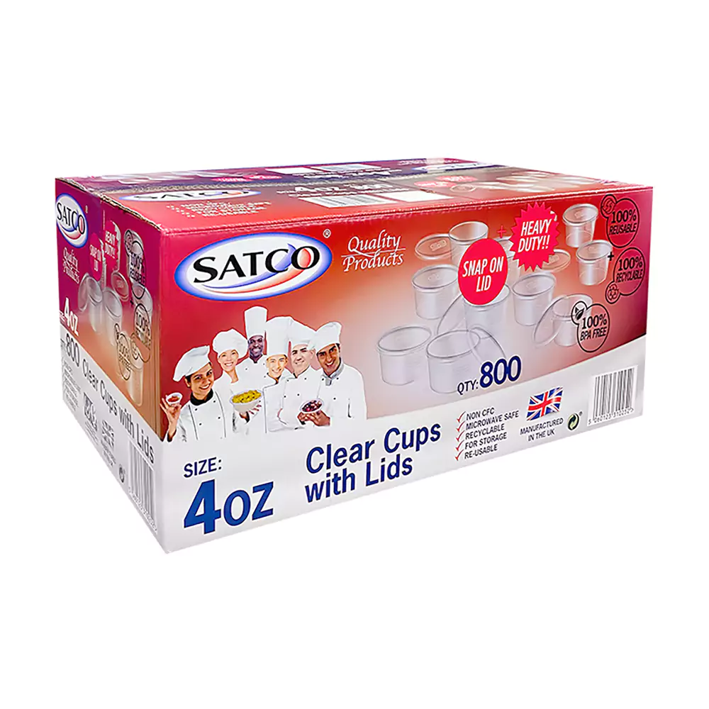 SATCO 4oz Clear Plastic Cups with Lids (QTY 800)